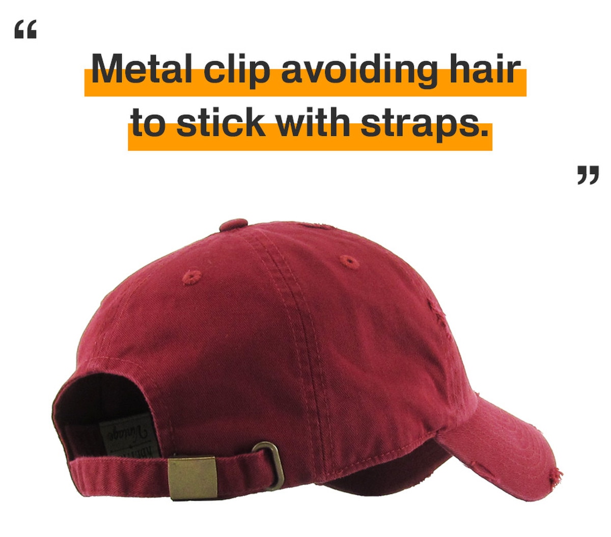 Maroon Distressed Vintage Baseball Cap Back Side View